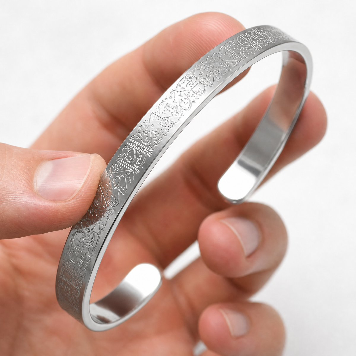 BRACELET AYAT EL KOURSI held in hand to show its real size