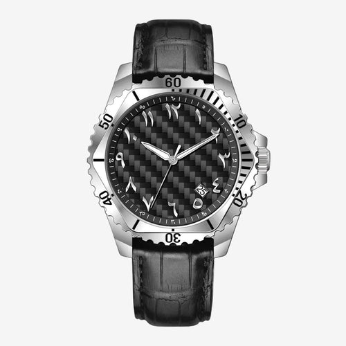 VEXRON CL-S – Men’s Silver Steel Carbon Fiber Dial Arabic Numeral Watch