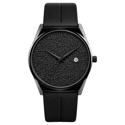LEGOSS ILQARIX Arabic calligraphy watch - black dial, front
