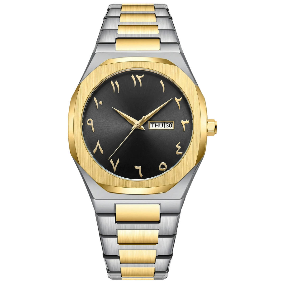 TIBRIQ Men's Gold & Steel Arabic Numeral Watch - view 8
