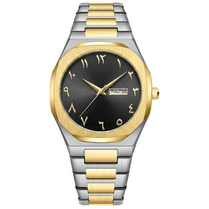 TIBRIQ Men's Gold & Steel Arabic Numeral Watch - view 8
