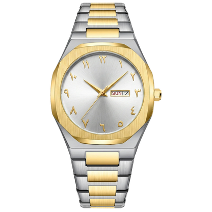 TIBRIQ Men's Gold & Steel Arabic Numeral Watch - view 9